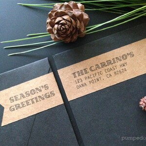 season's greetings - personalized wraparound return address labels - banner shape - set of 20