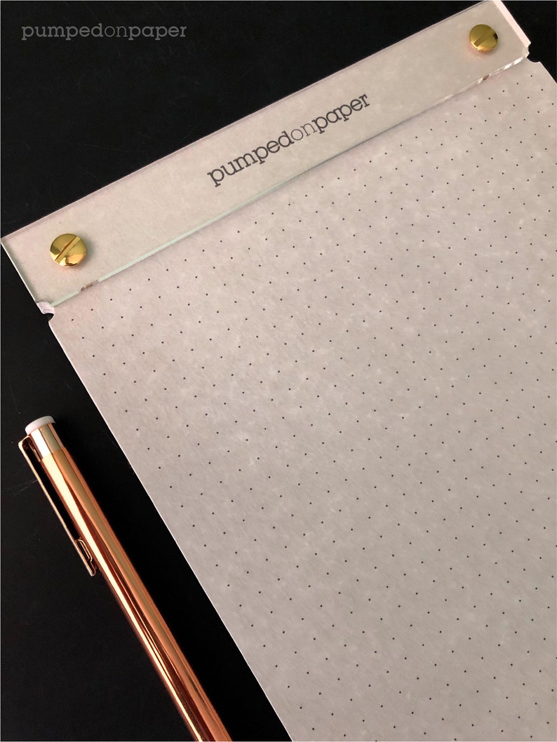 light blue notepad, to do list note pad, gift for her, refillable acrylic writing pad with gold-tone hardware, LSNPLG1 image 6