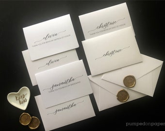 4 x personalized thank you bridesmaid card with gold wax seal, custom wedding party thank you cards, thank you maid of honor card, TYCPU4