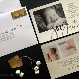 newborn Christmas card, Joy to the World photo card, baby announcement holiday card, birth announcement, stuff print stamp & mail service