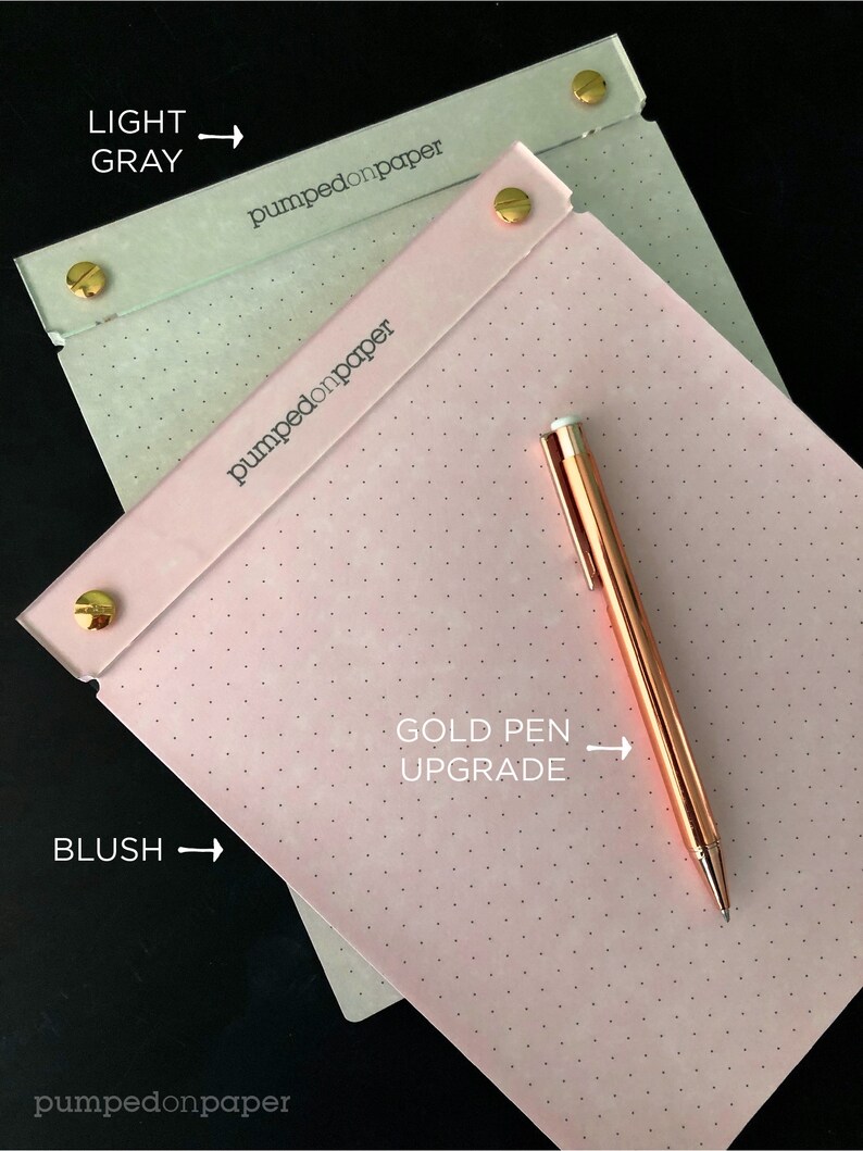 light blue notepad, to do list note pad, gift for her, refillable acrylic writing pad with gold-tone hardware, LSNPLG1 image 9