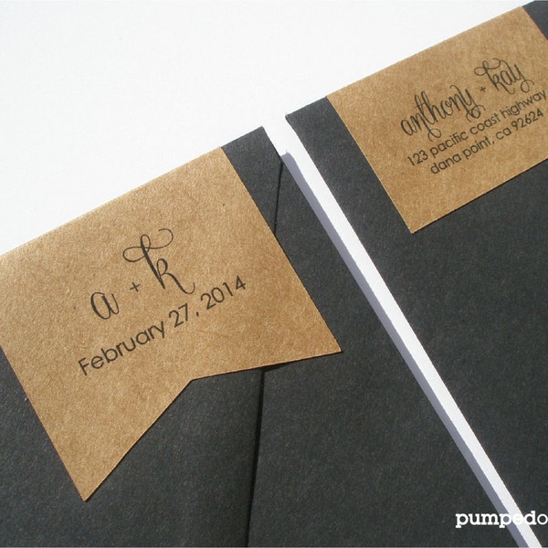personalized monogram wraparound return address banner labels - set of 18