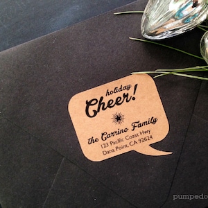 holiday address labels - holiday cheer speech bubble - set of 24