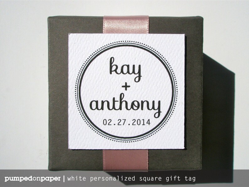 square gift tags personalized wedding favor tags 2.25 x 2.25 set of 24 image 2