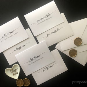 4 x personalized will you be my bridesmaid card with gold wax seal, proposal cards, will you be my maid of honor card, gift cards, WYBMCPU4