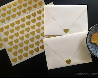 mini gold heart stickers, cute planner stickers, gold labels for wedding invitations, scrapbooking, packaging, stationery, SSMIHE
