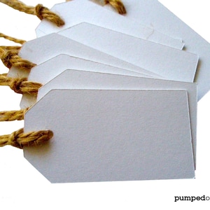 witte cadeaulabels - rechthoekig - rustiek - set van 20