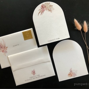 Juego de tarjetas con notas florales personalizadas, regalo personalizado, tarjeta de agradecimiento personalizada, juego de tarjetas con notas de papelería moderna, regalo para ella, arco boho, ANC2