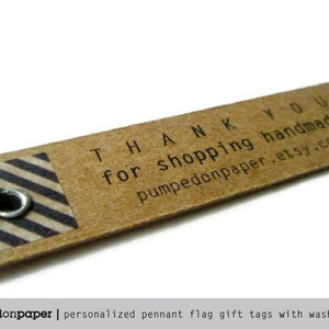 kraft gift tags personalized pennant flag with washi tape set of 20 image 3