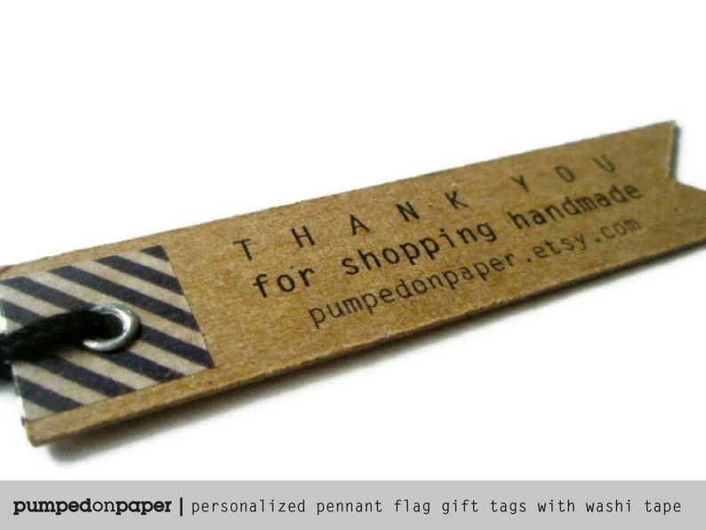 kraft gift tags personalized pennant flag with washi tape set of 20 image 3