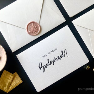 will you be my bridesmaid card with wax seal, bridesmaid proposal, will you be my maid of honor card, bridesmaid gift, bridal cards, WYBMC1