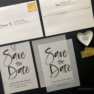 vellum save the date, custom save the date cards, save our date invite, modern save the date card, stuff print stamp & mail service, VLSTD1
