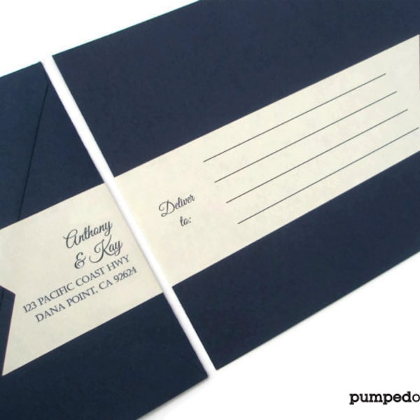 personalized cream banner wraparound address label - set of 12