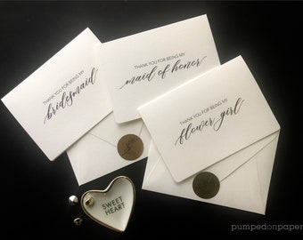 6 x Dankeschön Brautjungfer Karte, Hochzeit Dankeskarten, Dankeskarte Trauzeugin Karte, Brautjungfer Geschenk, Danke Brautkarten, TYCN6