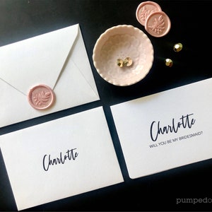 gepersonaliseerde bruidsmeisje voorstel kaart, zal je mijn bruidsmeisje kaart met wax zegel, aangepaste maid of honor kaart, bruidsmeisje cadeau, WYBMC2