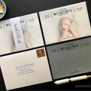 vellum baby birth announcement, custom baby announcement, new baby card, vellum overlay, baby boy, stuff print stamp & mail service, VLBAB3