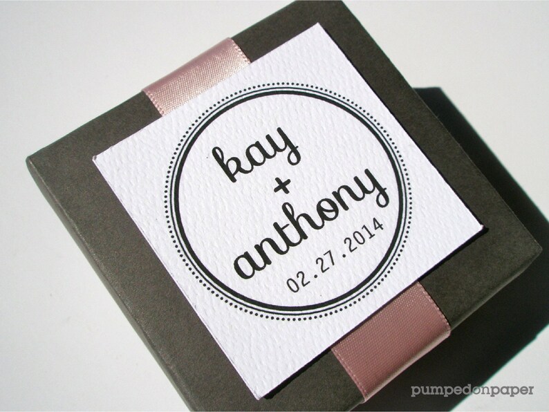 square gift tags personalized wedding favor tags 2.25 x 2.25 set of 24 image 1