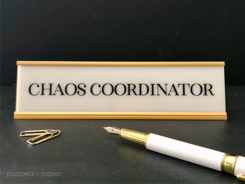 chaos coordinator desk name plate, personalized gift, teacher gift, teacher appreciation sign, gift for teacher, office desk sign, NPCC image 1