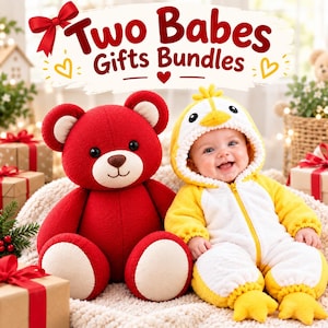 Teddy Bear and Baby Suit Sewing 2 Pattern Bundle PDF, Plush Bear and Baby Romper Patterns, DIY Sewing, Instant Download