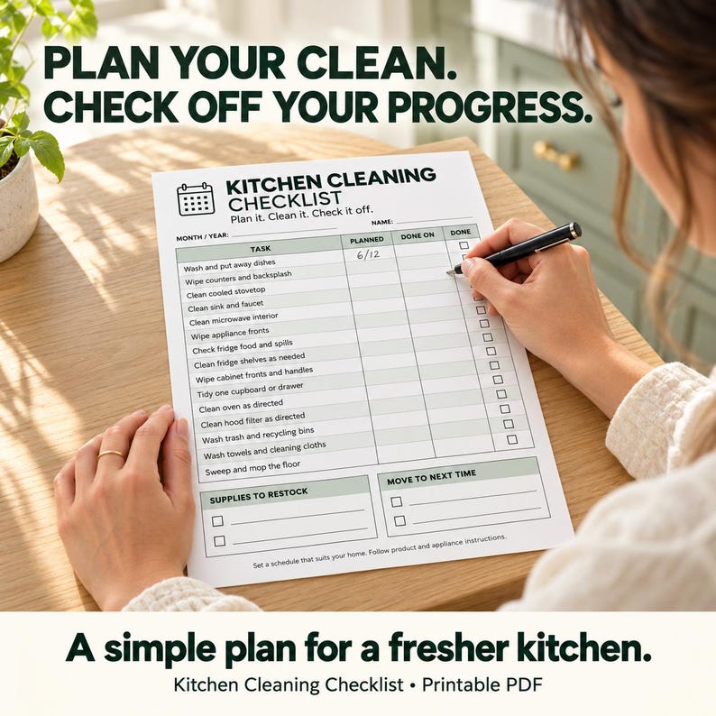 Cleaners Checklist Kitchen Cleaning Checklist Printable, Cleaning Schedule and Task ...