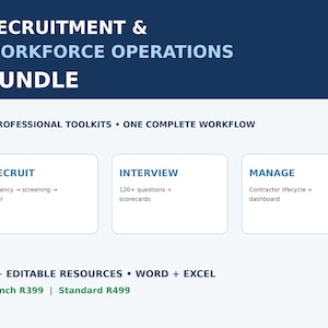Bundel met sjablonen voor werving en HR | Toolkit voor het aannemen, interviewen en beheren van freelancers | Bewerkbare Word- en Excel-bestanden