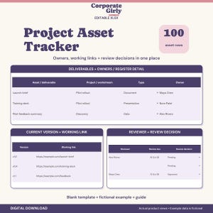 Project Deliverable and Asset Tracker Template | Document Register Spreadsheet | XLSX