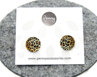 SMALL LEOPARD PRINT Stud Earrings • Small Animal Print Stud Earrings • Leopard Jewellery • Hypoallergenic • Titanium Posts • Leopard #041