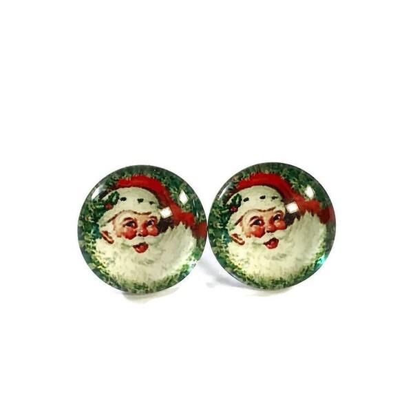 Sterling Silver Santa Father Christmas Stud Earrings – Cute Festive Jewelry For Girls & Ladies, 925 Boxed