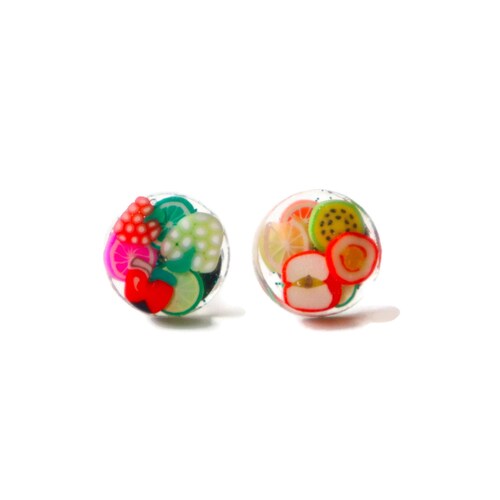FRUIT SALAD RESIN Stud Earrings Circle Resin Stud Earrings Etsy Australia