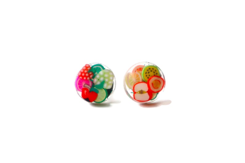 FRUIT SALAD RESIN Stud Earrings Circle Resin Stud Earrings Etsy Australia