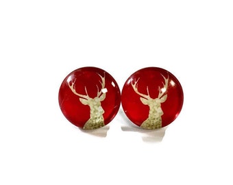 REINDEER EARRINGS ~ Red Christmas Stud Earrings ~ Stocking Fillers ~ Christmas Stud Earrings ~ Hypoallergenic ~ Red Reindeer #044