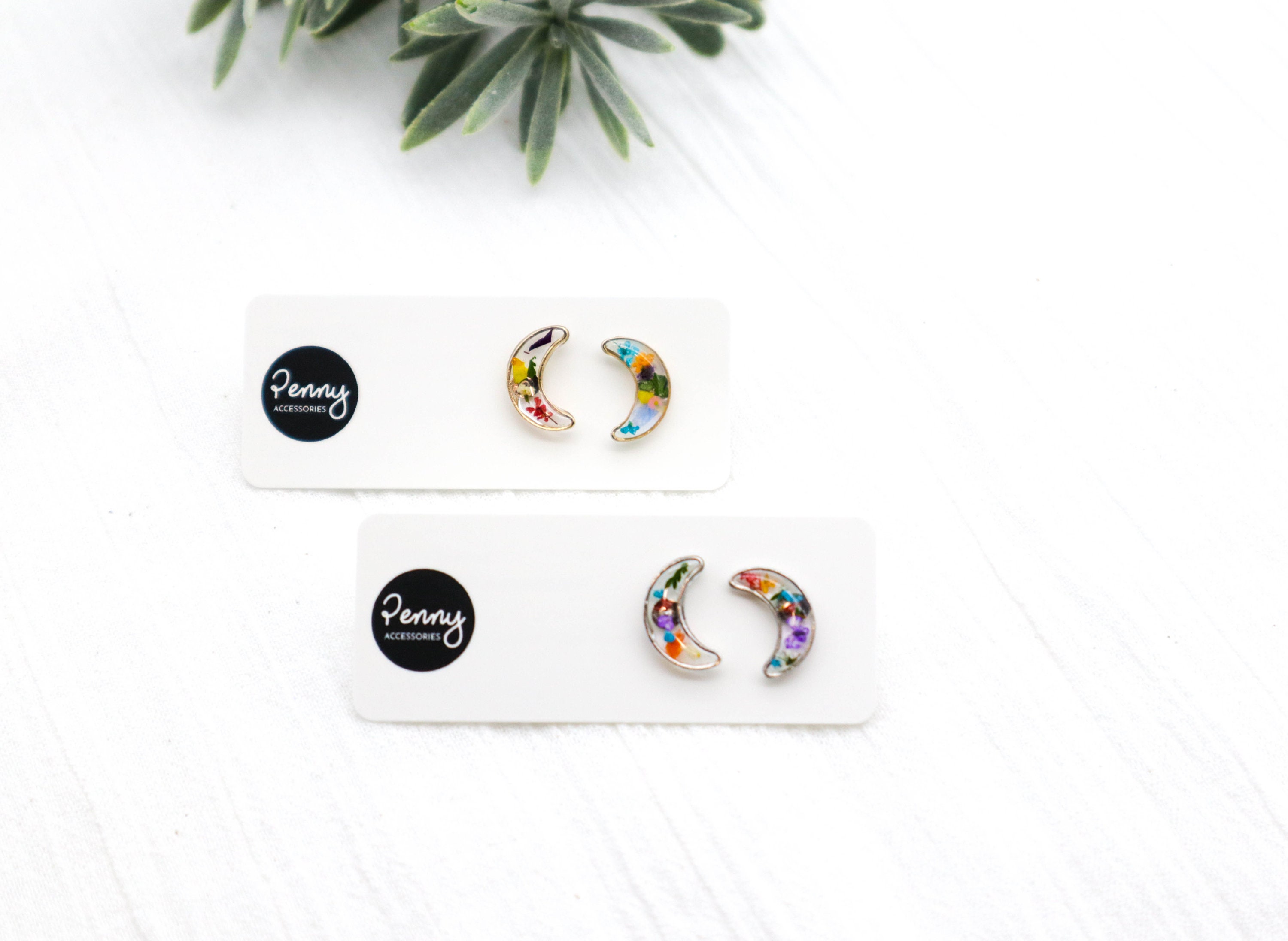 Shell  Crescent Moon Ear Studs