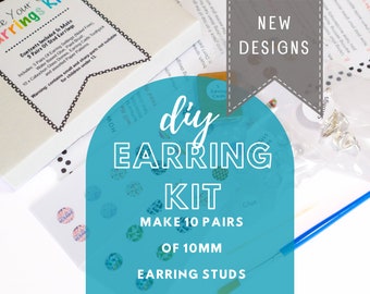 DIY JEWELLERY KIT, Make 10 Pairs Of Earring Studs, Easter Craft Kit, Socking Stuffers, Surgical Steel, Gift For Mum Teen Kids, Birthday Gift