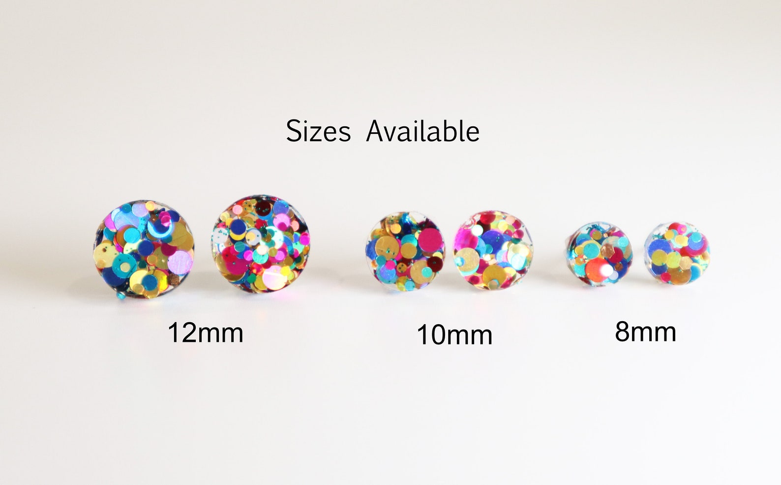 RAINBOW GLITTER Stud Earrings Circle Glitter Stud Earrings Etsy