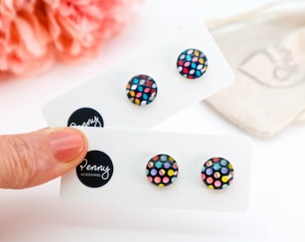 POLKA DOT EARRINGS, Colourful Dot Stud Earrings, Hypoallergenic Earrings, Australia Earrings, #129