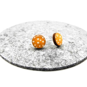 POLKA DOT STUD Earrings Red Mustard Black Resin Stud Earrings Surgical Steel Red Polka Dot Earrings Black Stud Earrings image 6