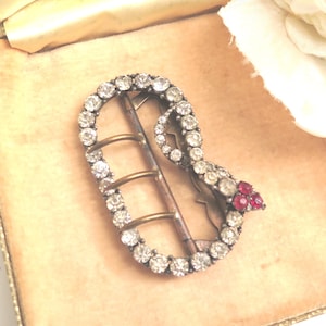 Stunning Victorian Paste Snake Buckle: Antique Belt or Sash Clasp, c.1840s-90s