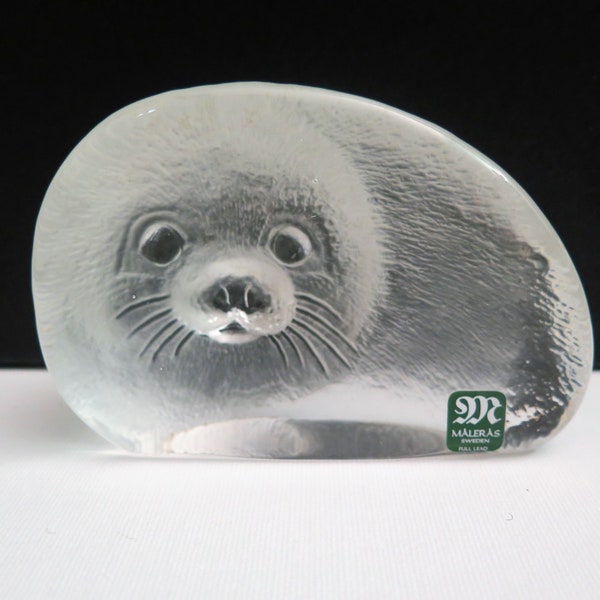 Maleras Lead Crystal Seal - Swedish Glass Sculpture of a Seal Pup