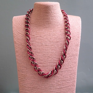 Chunky Red and Gold Chain Necklace, 1980s-90s