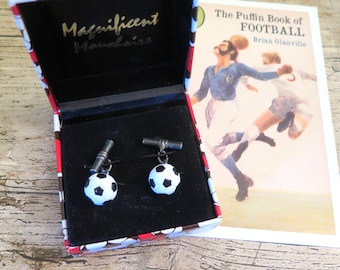 Vintage Football Cufflinks, Magnificent Mouchoirs Cuff Lins, c.1980s-1990s. Gift for a Football Fan, Husband, Partner, Boyfriend, Best Man