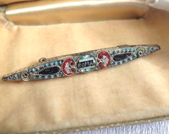 1877年製ローマ・バチカンのマイクロモザイクアンティーク金ブローチ