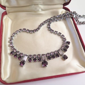Lovely Vintage Necklace, Purple and Pale Pink Stones, c.1950s image 1