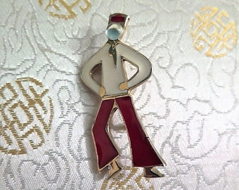 Vintage Sailor Brooch - Vintage Nautical Brooch - Sailor Brooch - Enamel Sailor Brooch - Red Sailor Brooch - Nautical - Jack Tar - Seaside