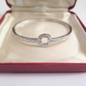 Vintage Crystal Bangle, Silver Tone Bangle with Small Crystals. Vintage Bangles, Vintage Bracelet, Gift for Her