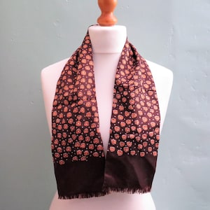 Vintage 1970s Scarf, Brown and Orange, Rectangular. Bellino Italy Scarf, Italian Fashion. 1970s Fashion Accessory, Flower Power Cravat