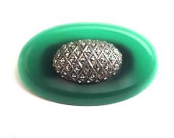 Broche Argent Massif Marcassites - Style Années 30/40 - Occasion