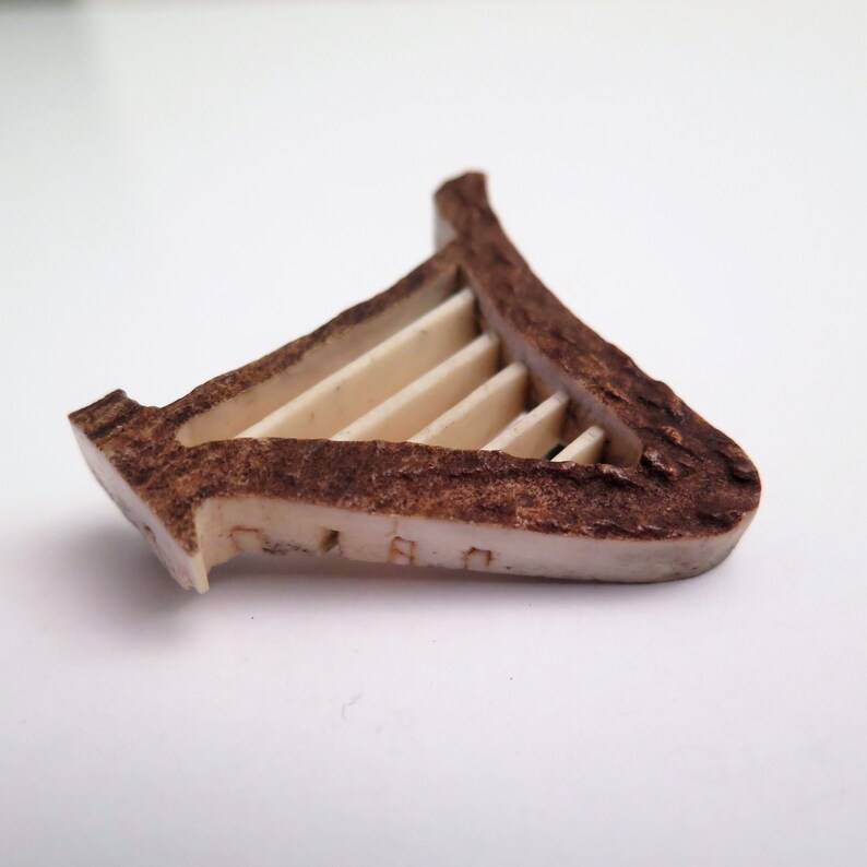 Gift for a Musician Irish Gifts Vintage Harp Brooch Gift for a Harpist Stag Antler Brooch Irish Harp Brooch Horn Brooch