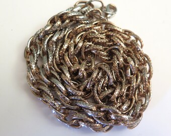 Vintage Textured Gold Tone Chain Necklace, 25 Inches, Quite Chunky. Gift for Her, c. 1980s