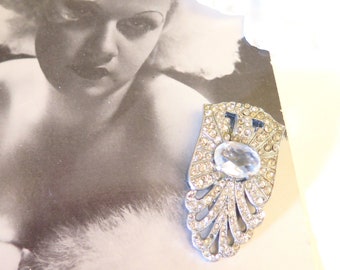 Vintage Art Deco Dress Clip, Rhinestone Dress Clip, c. 1930s. Costume Accessory, Ideal Gift for Her, Vintage Dress Clip