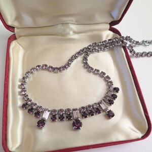 Lovely Vintage Necklace, Purple and Pale Pink Stones, c.1950s image 2